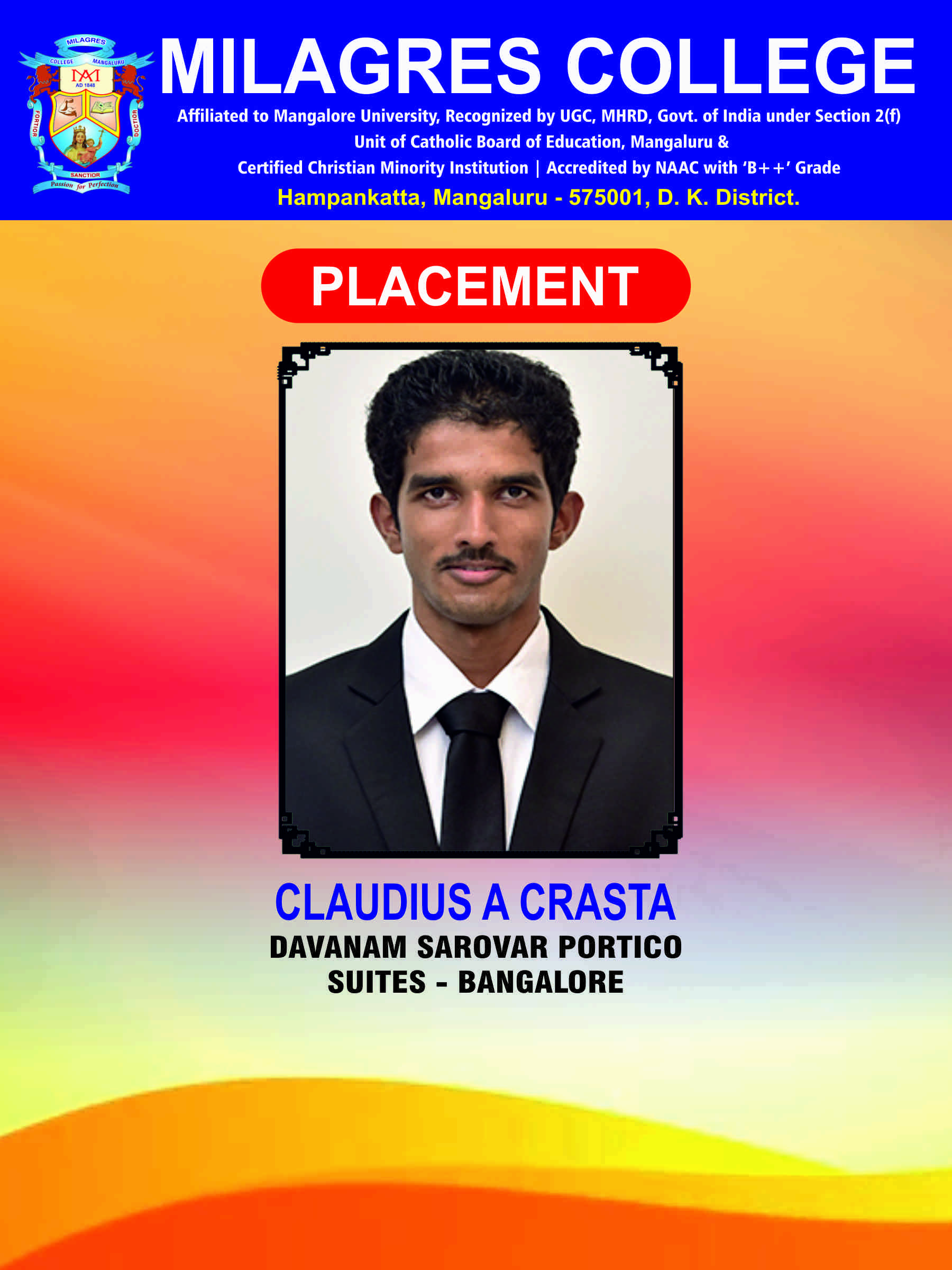 Successfully placed student